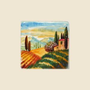 Mattonella quadrata cm 10 x 10  decoro paesaggio