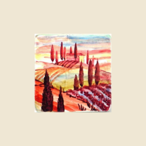 Mattonella quadrata cm 10 x 10  decoro paesaggio