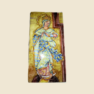 Mattonella rettangolare cm  30 x 15 decoro Madonna con bambino