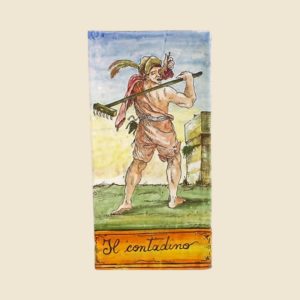 Mattonella rettangolare cm  30 x 15 decoro mestieri il Contadino