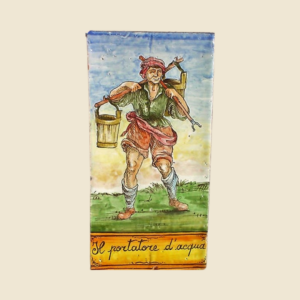mattonella rettangolare cm  30 x 15 serie i mestieri - il portatore d'acqua