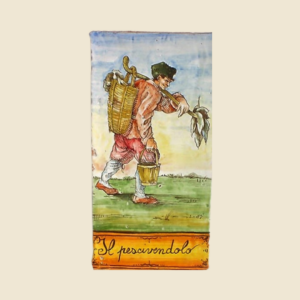 Mattonella rettangolare cm  30 x 15 decoro mestieri il Pescivendolo