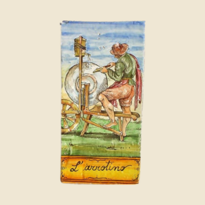 mattonella rettangolare cm  30 x 15 decoro serie i mestieri  -L'Arrotino