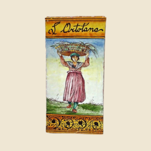 Mattonella rettangolare cm  30 x 15 decoro mestieri l'Ortolana