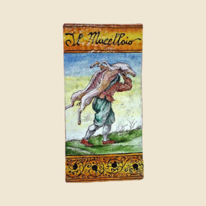 Mattonella rettangolare cm  30 x 15 decoro mestieri il Macellaio