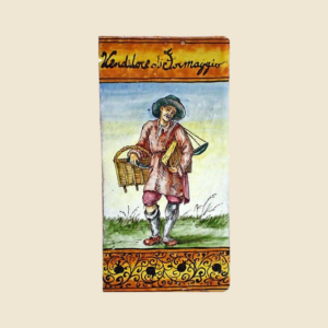 Rectangular tile cm  30 x 15 series the ancient Crafts - the Cheese seller