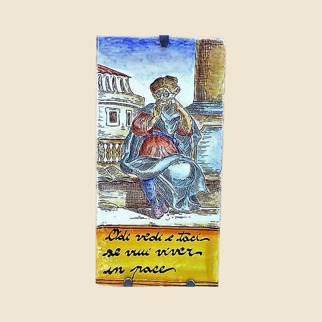 Mattonella rettangolare cm 30 x 15 decoro serie Proverbi
