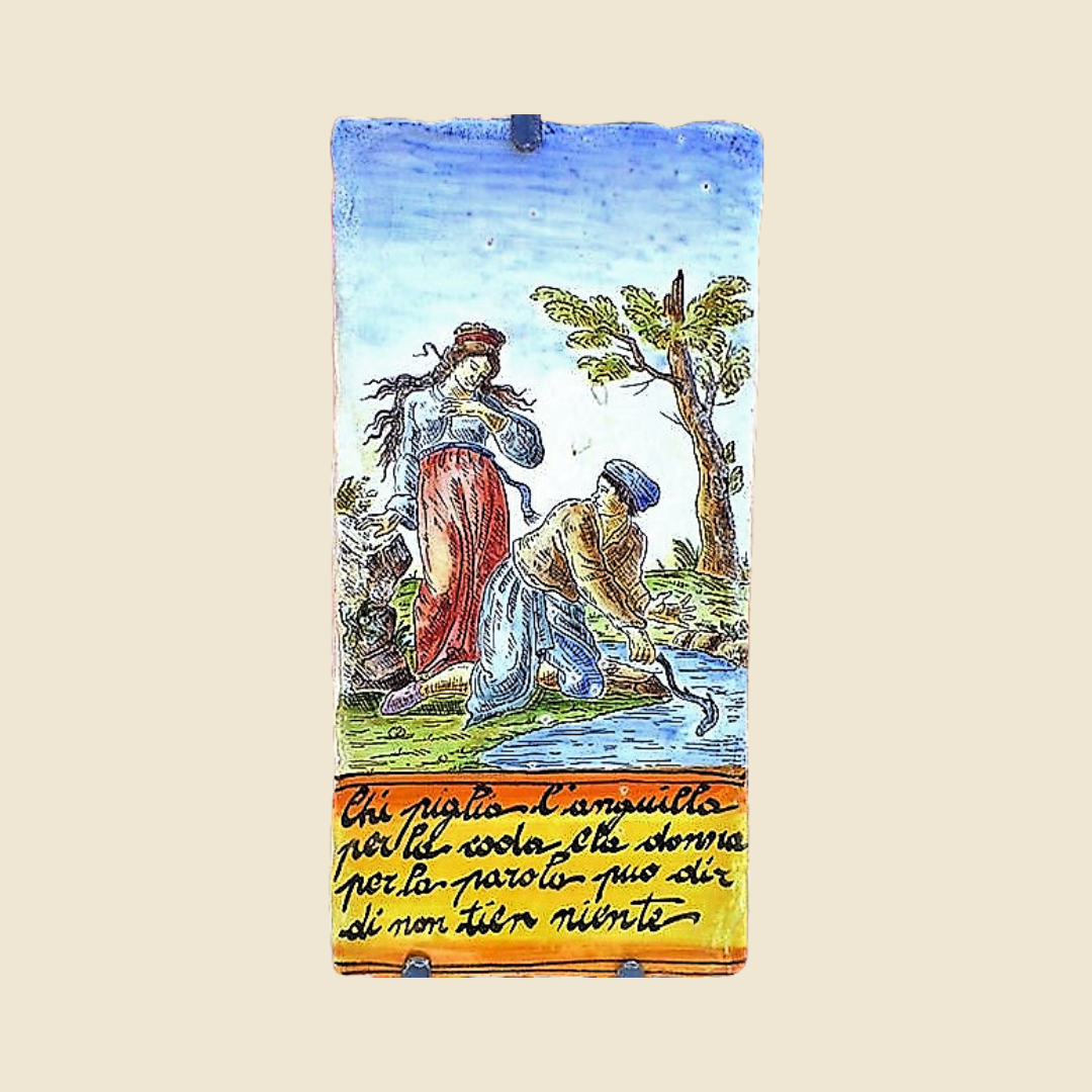 Mattonella rettangolare cm 30 x 15 decoro serie Proverbi
