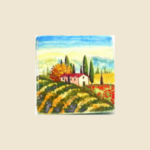 Mattonella quadrata cm 10 x 10  decoro paesaggio