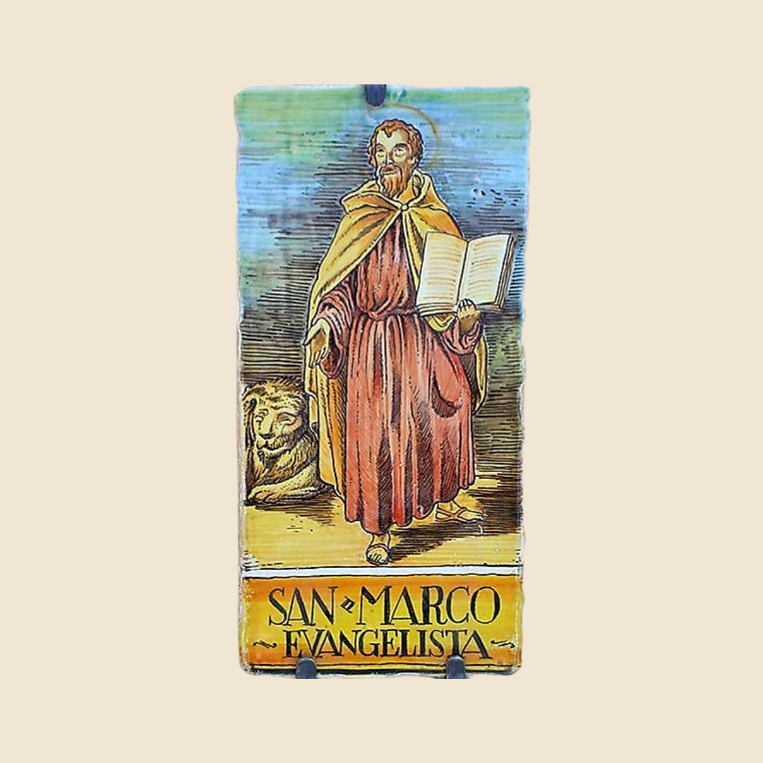 Mattonella rettangolare cm 30 x 15 decoro serie Santi - San Marco