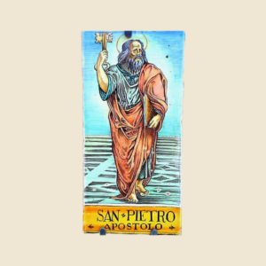 Mattonella rettangolare cm  30 x 15 decoro serie Santi  - San Pietro,