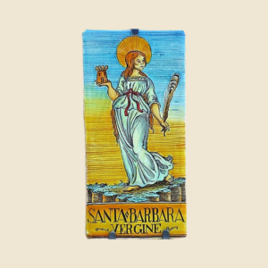 Mattonella rettangolare cm  30 x 15 decoro serie Santi  - Santa Barbara