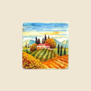 Mattonella quadrata cm 10 x 10  decoro paesaggio