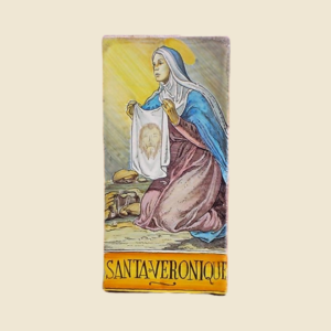 Mattonella rettangolare cm  30 x 15 decoro serie Santi  - Santa Veronique