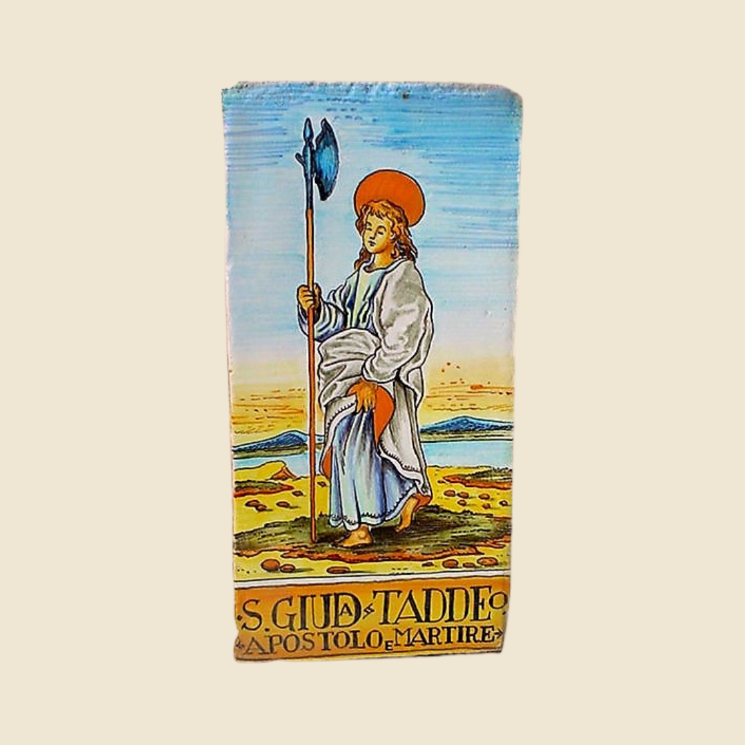 Mattonella rettangolare cm 30 x 15 decoro serie Santi - San Giuda Taddeo