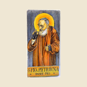 Mattonella rettangolare cm  30 x 15 decoro serie Santi  - San Pio da Pietralcina