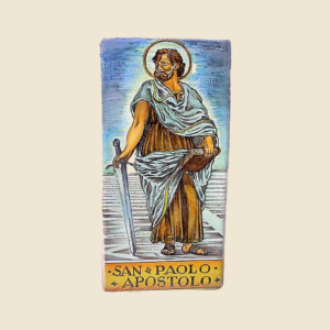 Mattonella rettangolare cm  30 x 15 decoro serie Santi  - San Paolo Apostolo