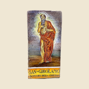 Mattonella rettangolare cm  30 x 15 decoro serie Santi  - San Girolamo