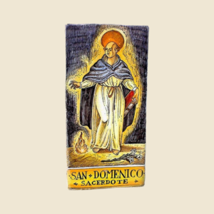 Mattonella rettangolare cm  30 x 15 decoro serie Santi  - San Domenico