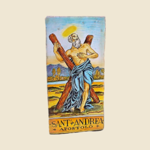 Mattonella rettangolare cm  30 x 15 decoro serie Santi  - Sant'Andrea