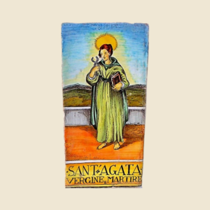 Mattonella rettangolare cm 30 x 15 decoro serie Santi - Sant'Agata