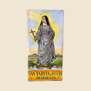 Mattonella rettangolare cm 30 x 15 decoro serie Santi - Santa Rita da Cascia