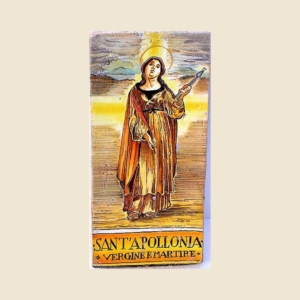 Mattonella rettangolare cm 30 x 15 decoro serie Santi - Santa Apollonia