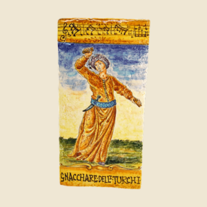 Mattonella rettangolare cm  36 x 18 decoro serie Musici Le Gnacchare delli  Turchi