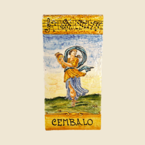 Mattonella rettangolare cm  36 x 18 decoro serie Musici Il Cembalo