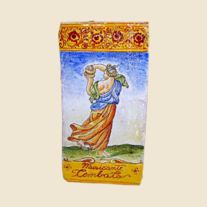 Mattonella rettangolare cm  36 x 18 decoro serie Musici Il Cembalo