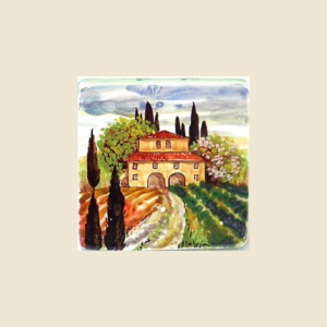 Mattonella quadrata cm 10 x 10  decoro paesaggio