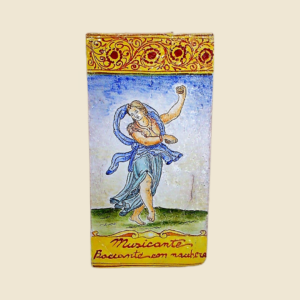 Mattonella rettangolare cm  36 x 18 decoro serie Musici Baccante con Nacchere