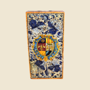 Mattonella rettangolare cm  30 x 15 stemam con foglie blu