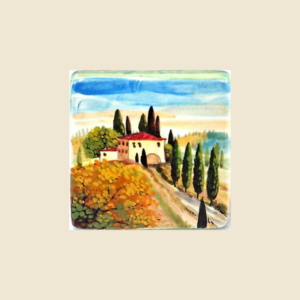 Mattonella quadrata cm 10 x 10  decoro paesaggio