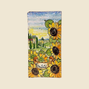 Mattonella rettangolare cm  30 x 15 decoro Paesaggio toscano serie 4 stagioni Estate