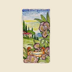 Mattonella rettangolare cm  30 x 15 decoro Paesaggio toscano serie 4 stagioni Primavera