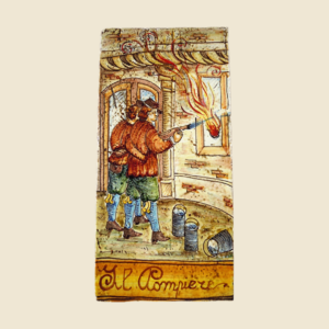Mattonella rettangolare cm  30 x 15 decoro mestieri Il Pompiere