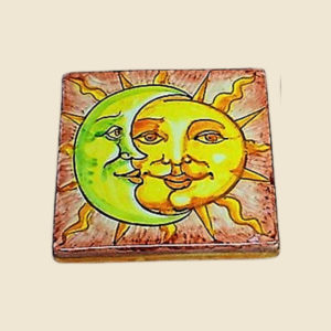 Mattonella quadrata cm 15 x 15  decoro sole e luna