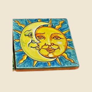 Mattonella quadrata cm 15 x 15  decoro sole e luna