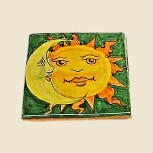 Mattonella quadrata cm 15 x 15  decoro sole e luna