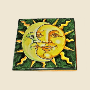 Mattonella quadrata cm 15 x 15  decoro sole e luna