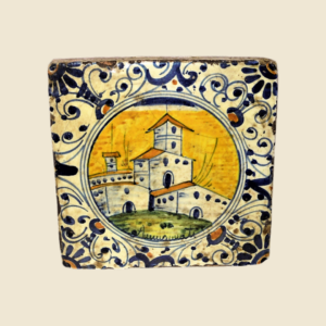 Mattonella quadrata cm 15 x 15 decoro castello