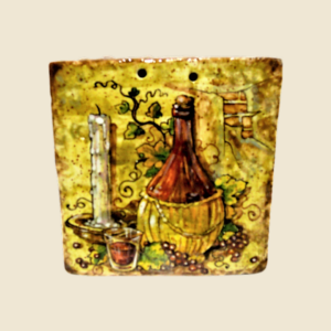 Mattonella quadrata cm 15 x 15 decoro rustico - fiasco di vino
