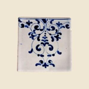 Mattonella quadrata cm 10 x 10 decoro trina blu
