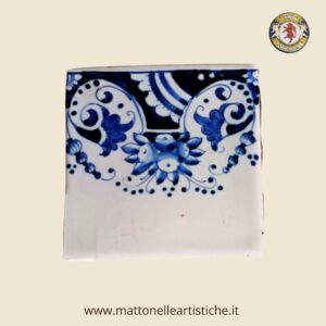 Mattonella quadrata cm 10 x 10 decoro trina blu