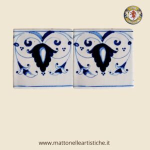 Mattonella quadrata cm 10 x 10 decoro trina blu (Copy)