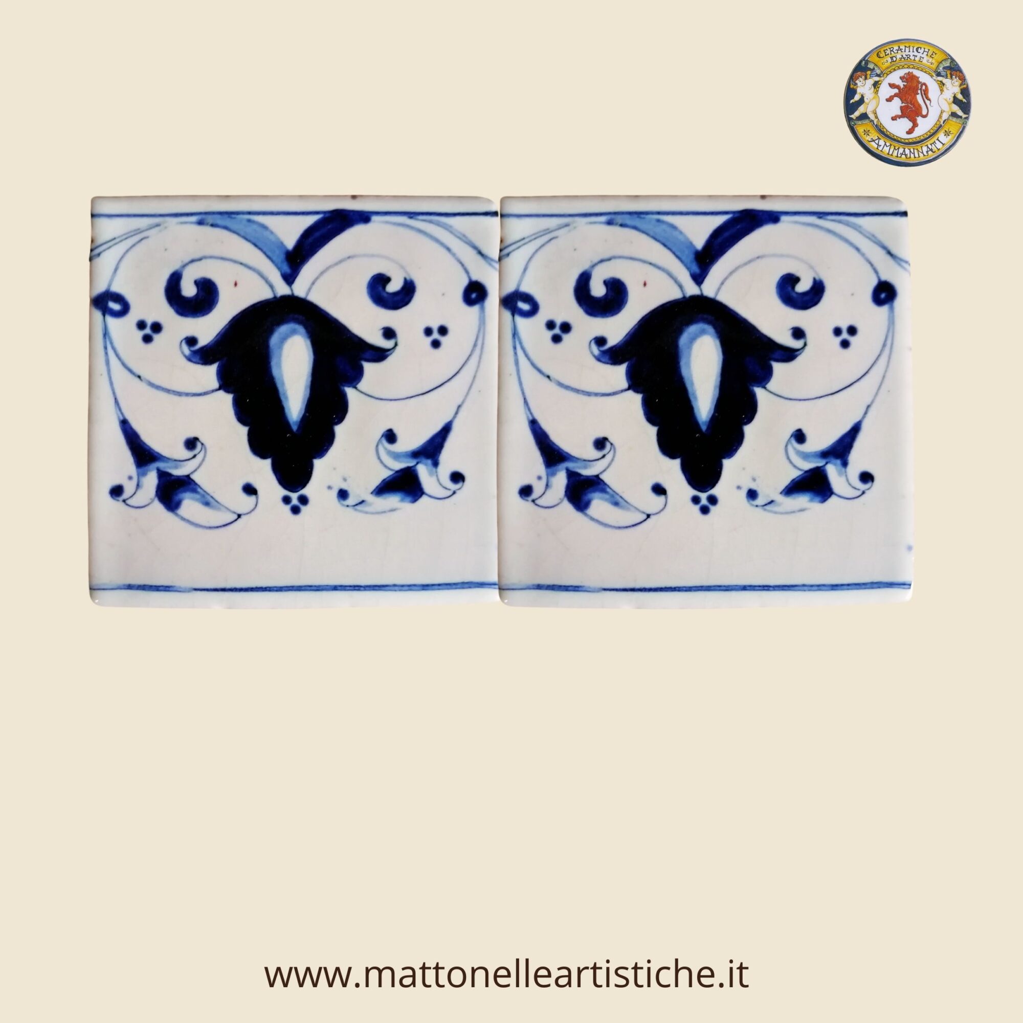 Mattonella quadrata cm 10 x 10 decoro trina blu (Copy)