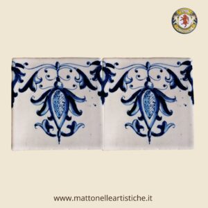 Mattonella quadrata cm 10 x 10 decoro trina blu