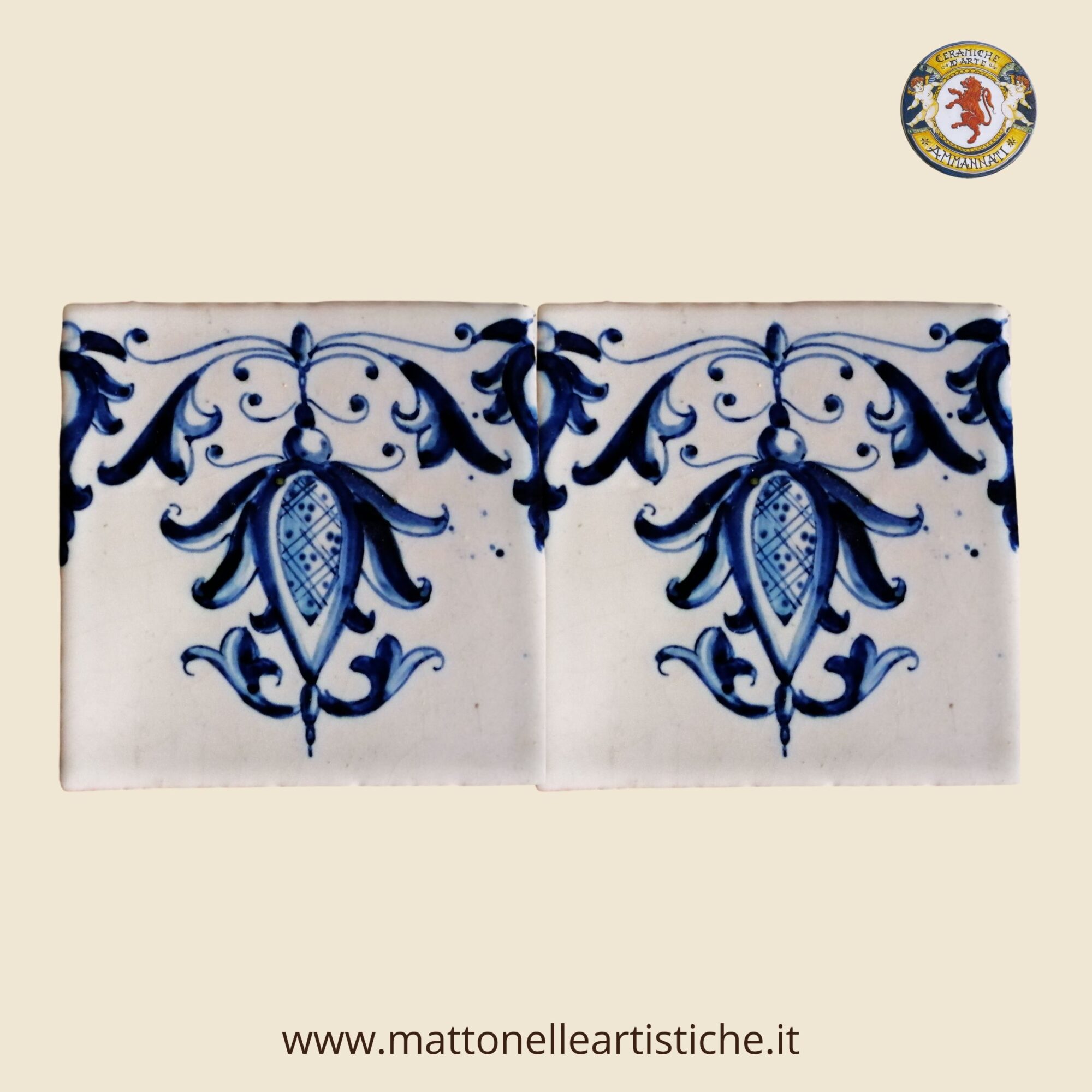 Mattonella quadrata cm 10 x 10 decoro trina blu