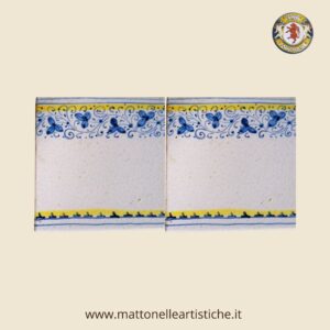 Mattonella quadrata cm 10 x 10 decoro trina blu
